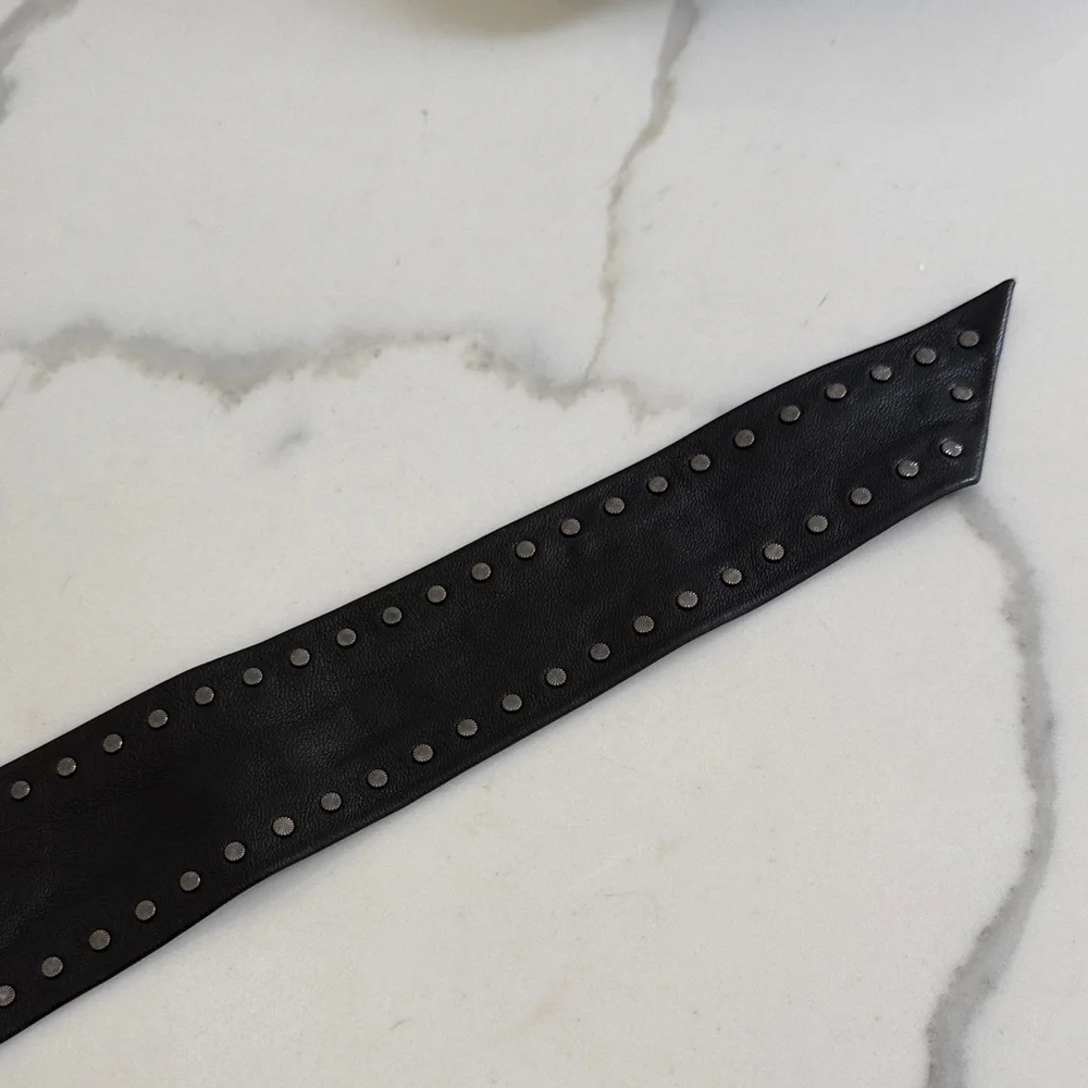 IRO Black Studded Leather Belt Bag Strap - Picture 4 of 8